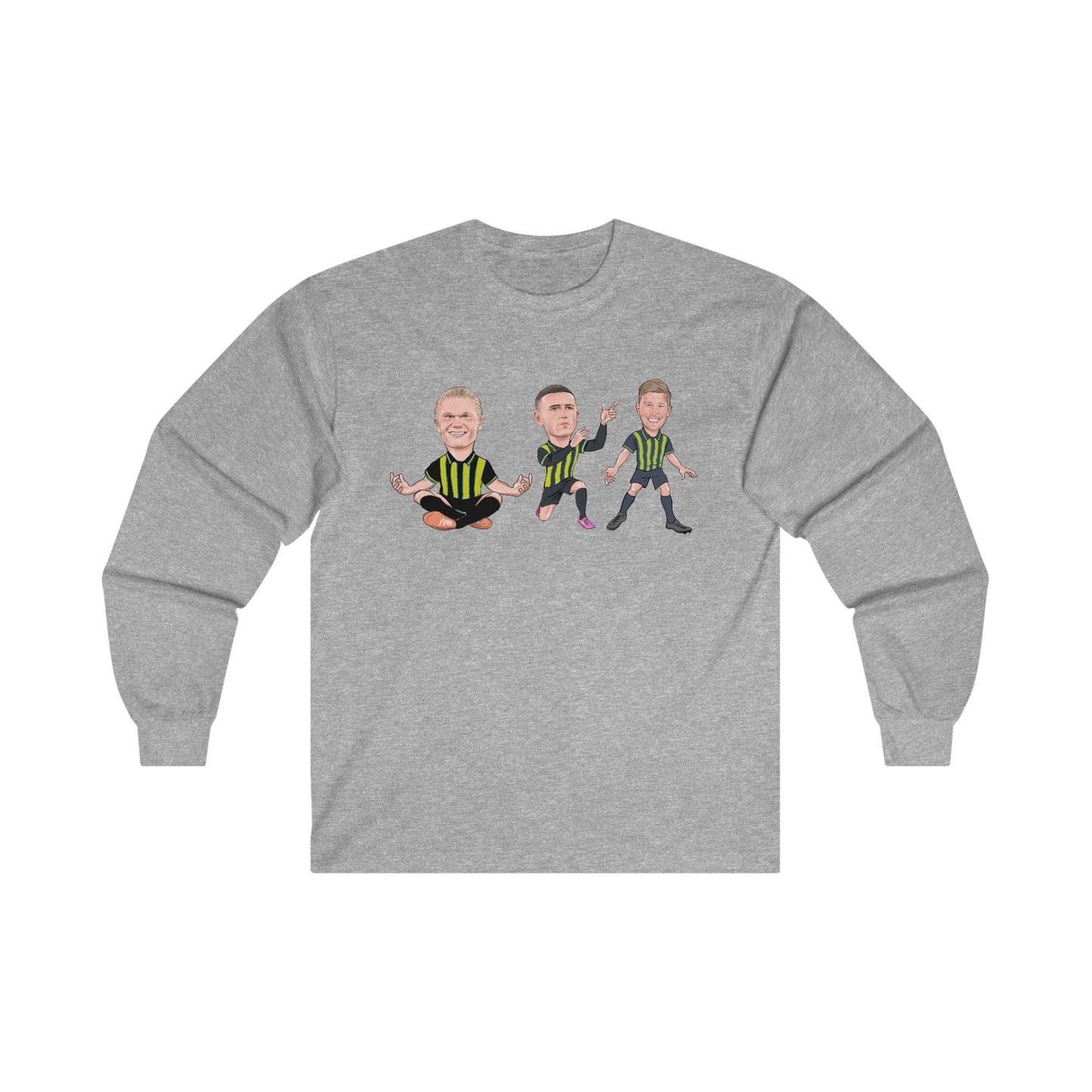 Erling Haaland, Phil Foden & Kevin De Bruyne - Manchester City Away Kit- Long Sleeve T-Shirt