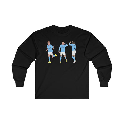 Kevin De Bruyne, Erling Haaland and John Stones - Manchester City - Long Sleeve T-Shirt