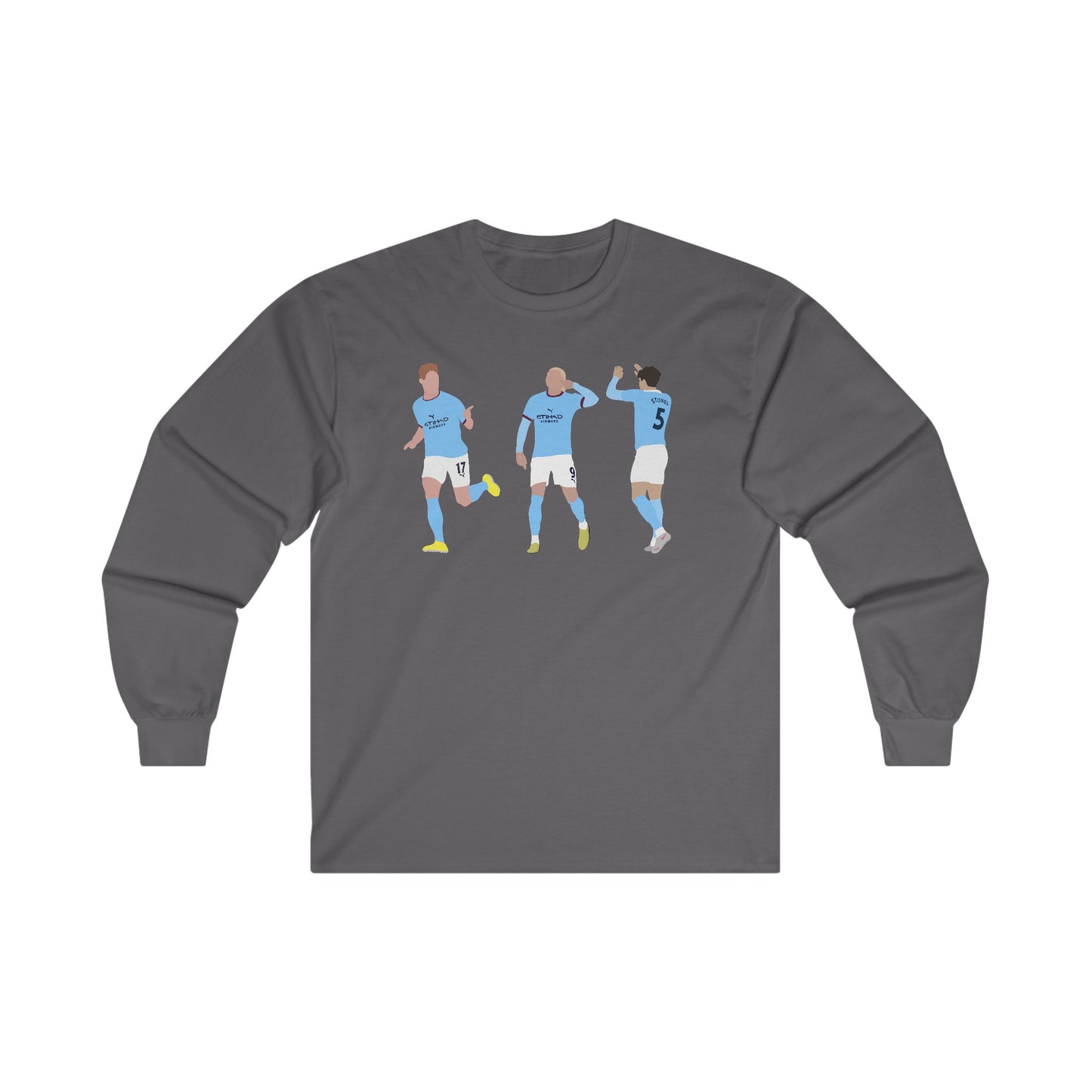 Kevin De Bruyne, Erling Haaland and John Stones - Manchester City - Long Sleeve T-Shirt