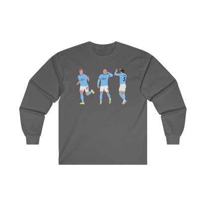 Kevin De Bruyne, Erling Haaland and John Stones - Manchester City - Long Sleeve T-Shirt