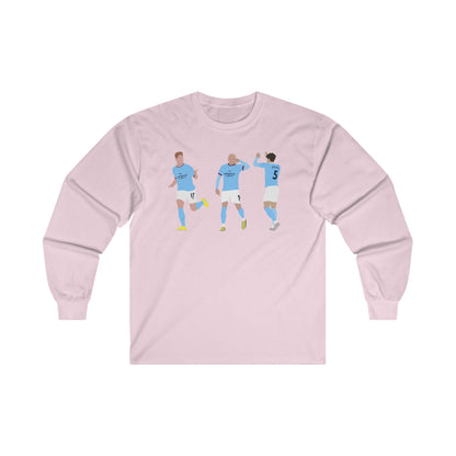 Kevin De Bruyne, Erling Haaland and John Stones - Manchester City - Long Sleeve T-Shirt