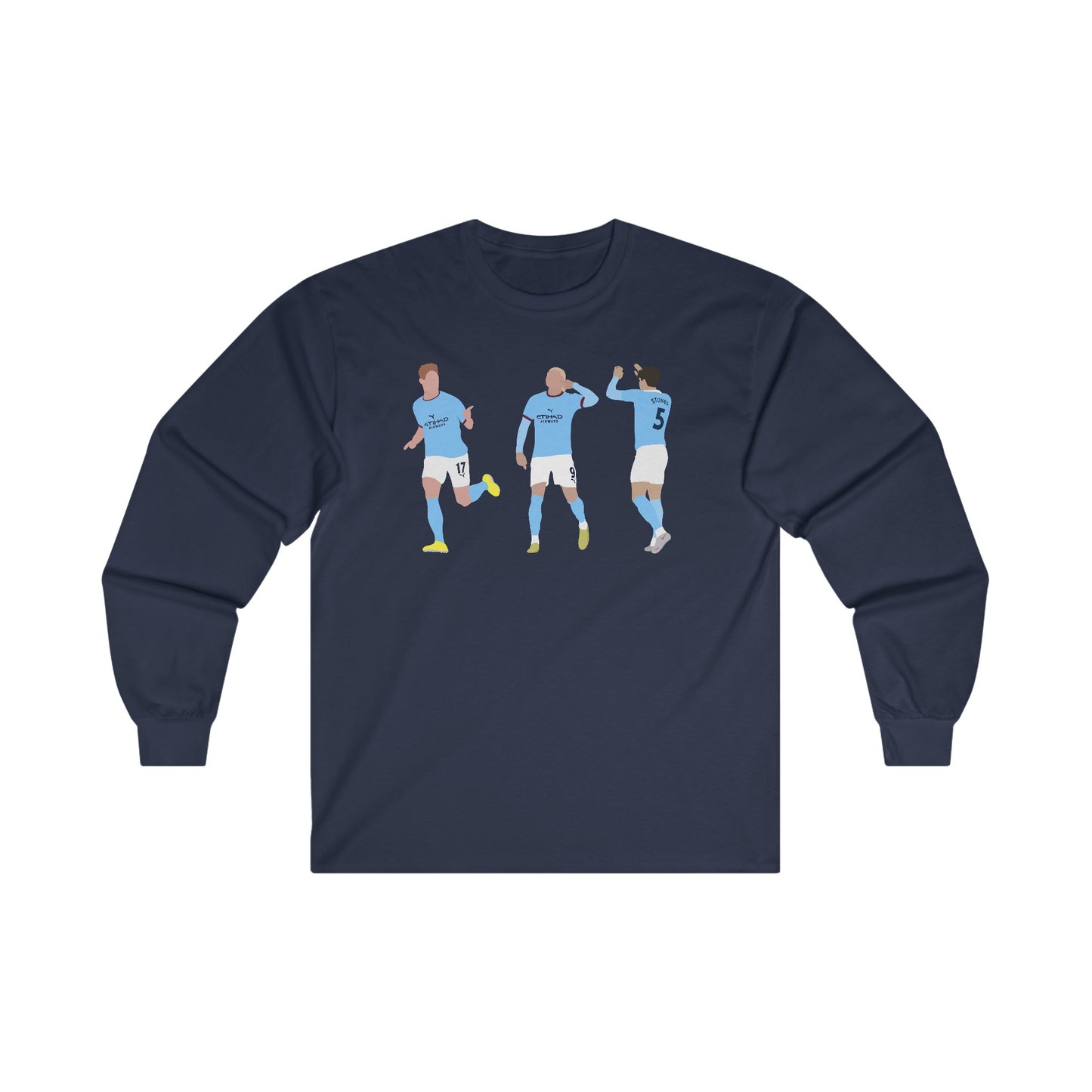 Kevin De Bruyne, Erling Haaland and John Stones - Manchester City - Long Sleeve T-Shirt