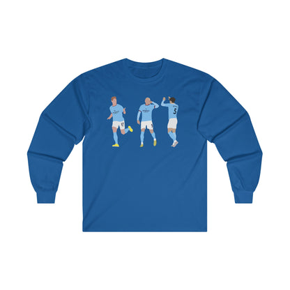 Kevin De Bruyne, Erling Haaland and John Stones - Manchester City - Long Sleeve T-Shirt