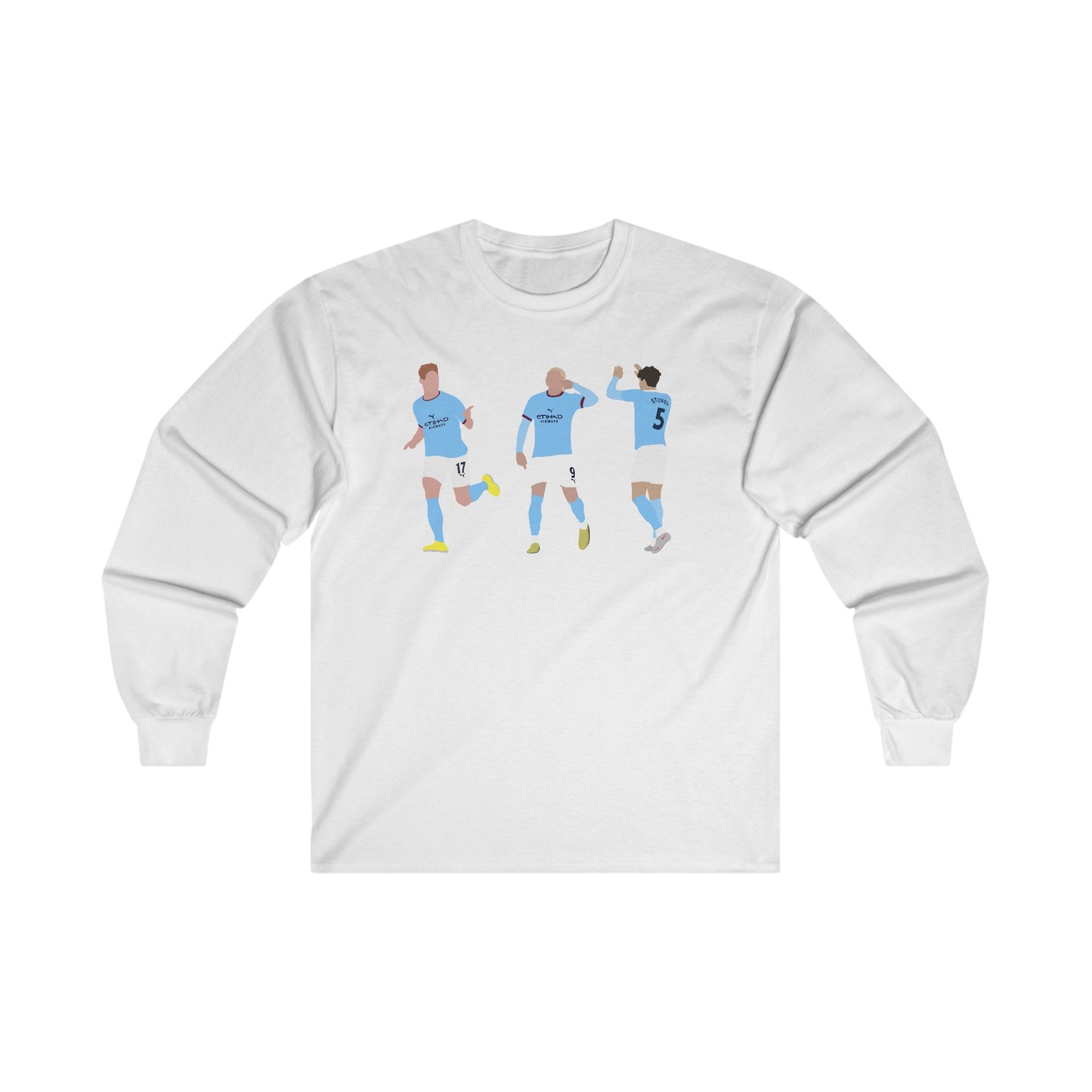 Kevin De Bruyne, Erling Haaland and John Stones - Manchester City - Long Sleeve T-Shirt