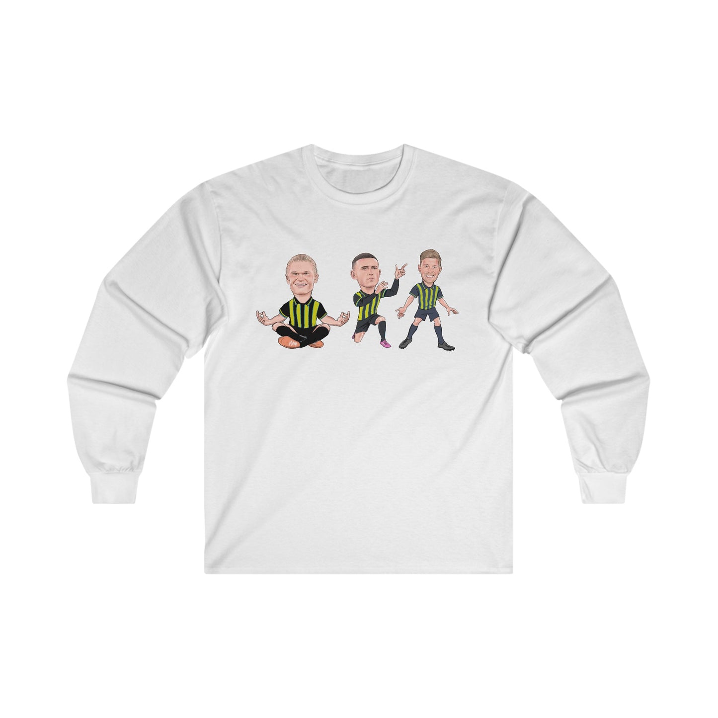 Erling Haaland, Phil Foden & Kevin De Bruyne - Manchester City Away Kit- Long Sleeve T-Shirt