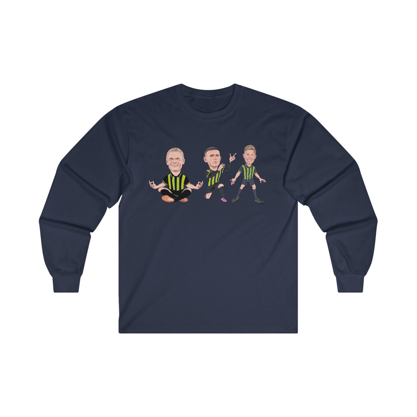 Erling Haaland, Phil Foden & Kevin De Bruyne - Manchester City Away Kit- Long Sleeve T-Shirt