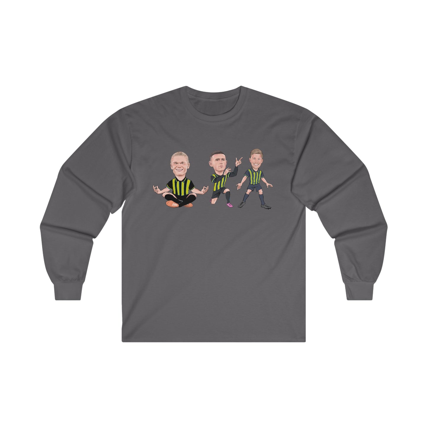 Erling Haaland, Phil Foden & Kevin De Bruyne - Manchester City Away Kit- Long Sleeve T-Shirt