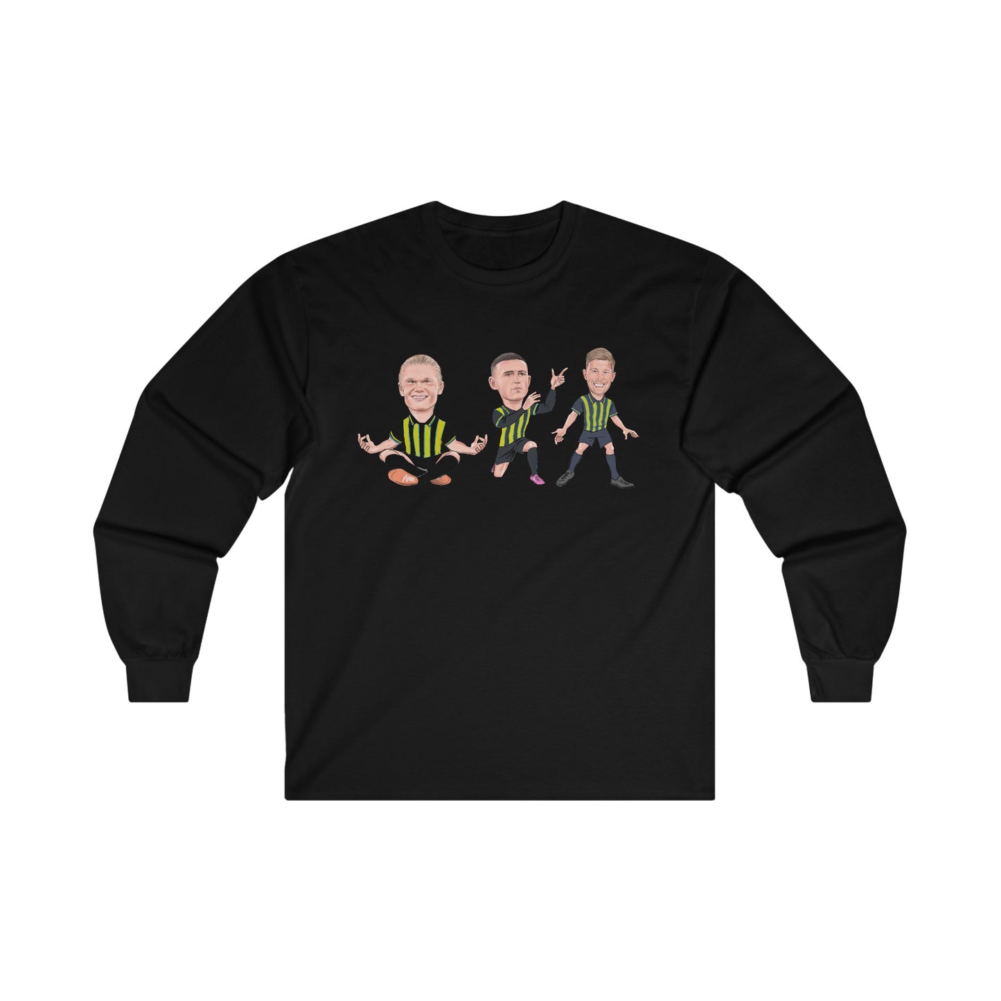 Erling Haaland, Phil Foden & Kevin De Bruyne - Manchester City Away Kit- Long Sleeve T-Shirt