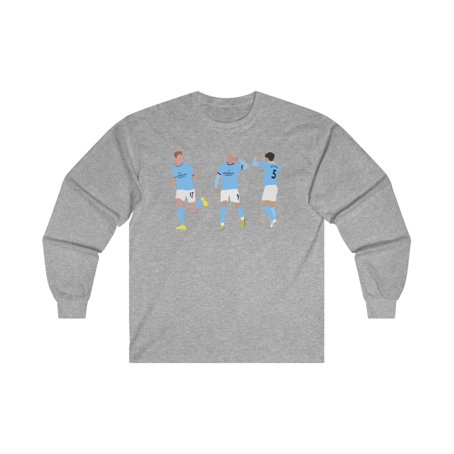 Kevin De Bruyne, Erling Haaland and John Stones - Manchester City - Long Sleeve T-Shirt