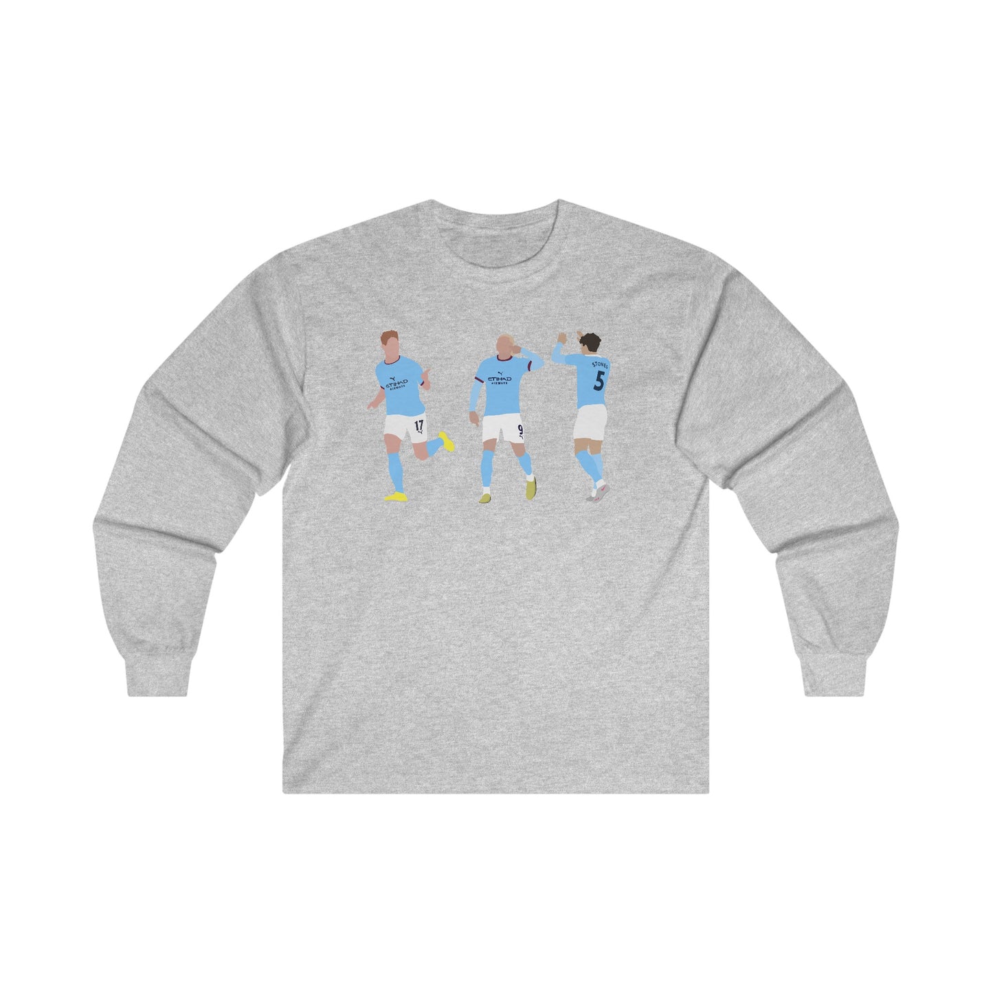 Kevin De Bruyne, Erling Haaland and John Stones - Manchester City - Long Sleeve T-Shirt