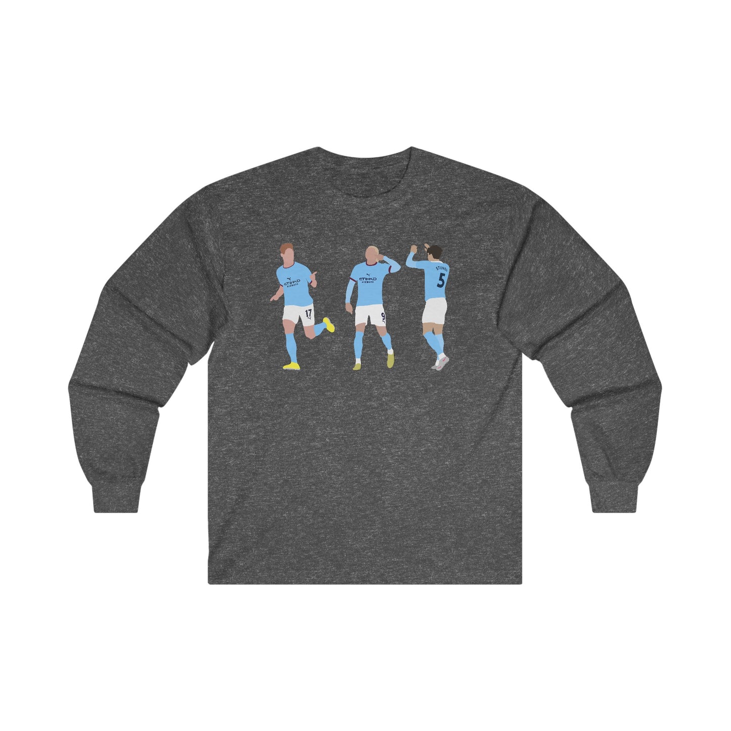 Kevin De Bruyne, Erling Haaland and John Stones - Manchester City - Long Sleeve T-Shirt